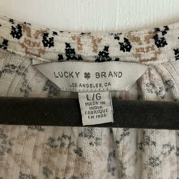 Lucky Brand Cream and Brown Geometric Tank Top - Picture 3 of 3